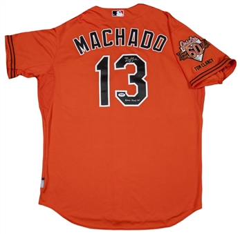 2014 Manny Machado Game Used and Signed/Inscribed Baltimore Orioles Orange Alternate Jersey (PSA/DNA)